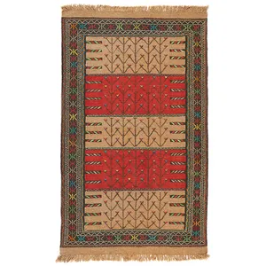 گلیم دستبافت دو متری طرح سفره کردی کد 140782
