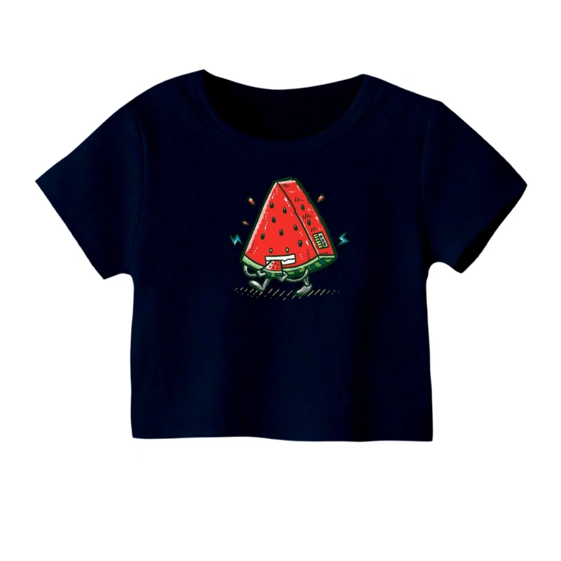 کراپ‌ تی‌شرت آستین کوتاه زنانه مدل هندوانه یلدایی کد 51