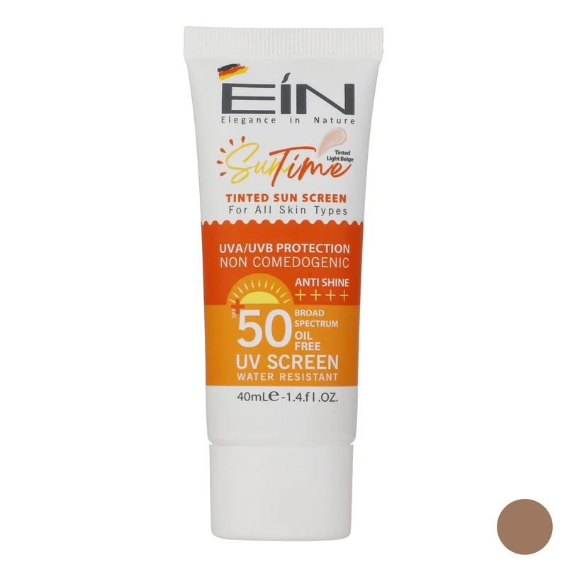 کرم ضد آفتاب رنگی ای آی ان SPF 50 مدل suntime ‌مناسب انواع پوست حجم 40 میلی‌لیتر