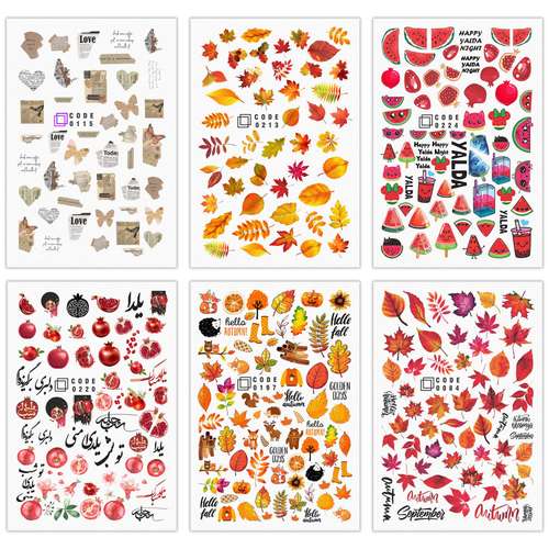 برچسب لنز ناخن مدل پاییز مجموعه 6 عددی