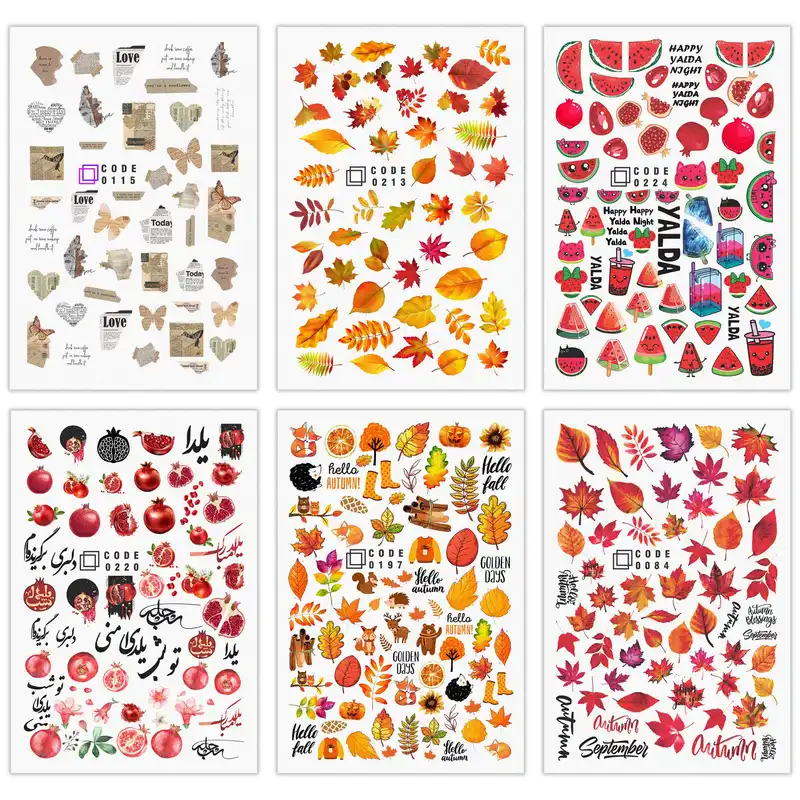 برچسب لنز ناخن مدل پاییز مجموعه 6 عددی