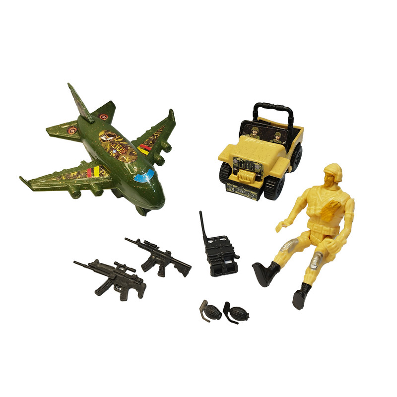 اسباب بازی جنگی مدل ارتشی هواپیما و سرباز بسته 8 عددی