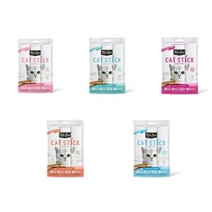 تشویقی گربه کیت کت مدل مدادی طعم ماهی، مرغ و اردک بسته 5 عددی