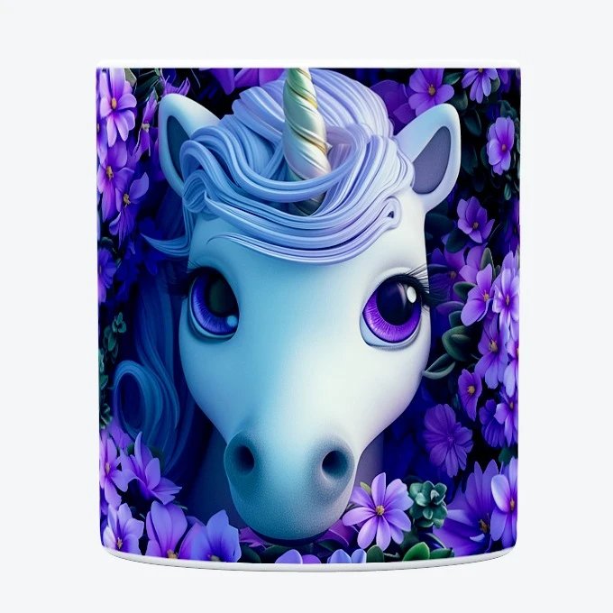 ماگ حس آمیزی طرح اسب تکشاخ مدل یونیکورن و گل کد 053