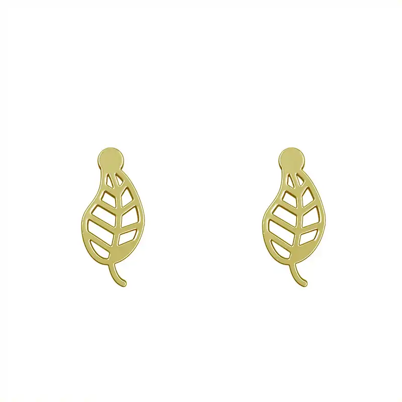 گوشواره طلا 18 عیار زنانه مدوپد مدل برگ کد GA1-16017