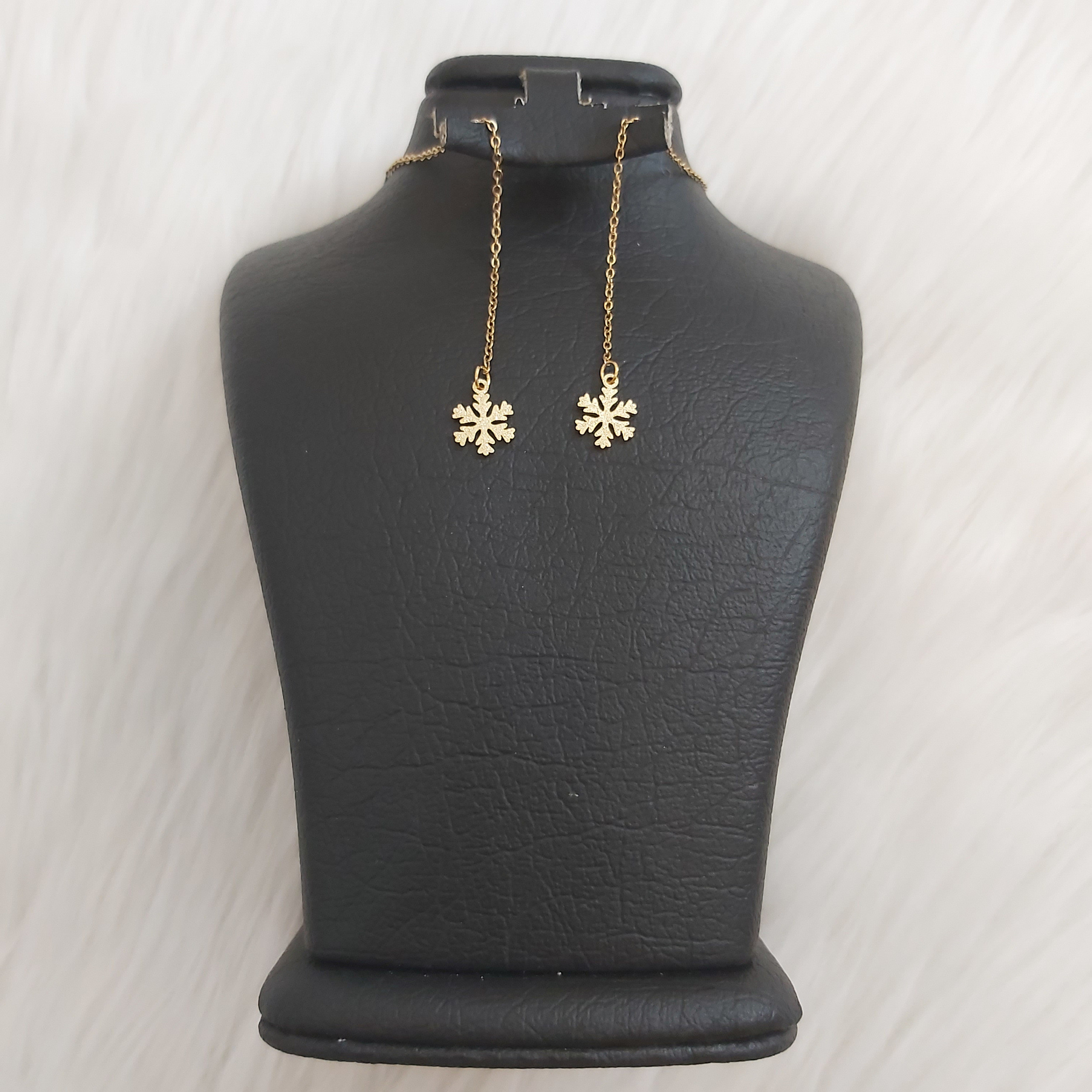 گوشواره زنانه مدل بخیه طرح دانه برف کد snow113