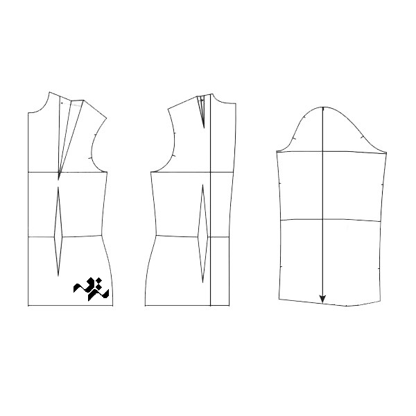 الگو آماده خیاطی بالاتنه و آستین زنانه ترمه متد مولر کد 1 سایز 36