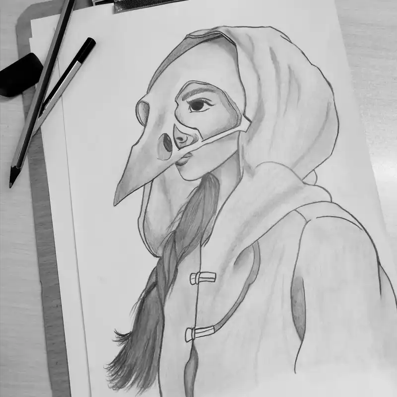 نقاشی سیاه قلم طرح دختر