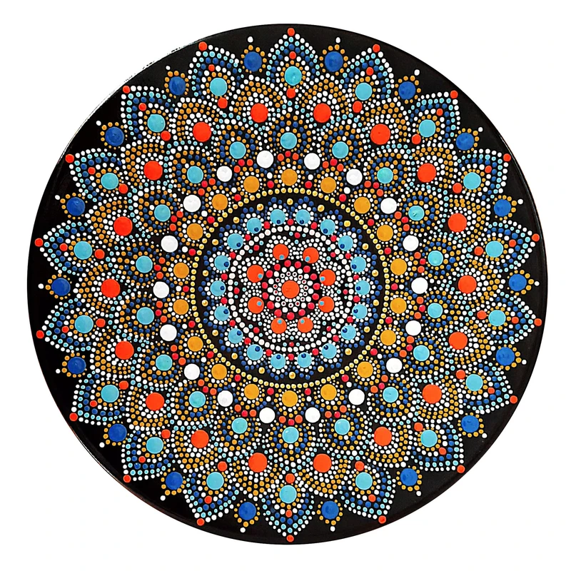 بشقاب دیوارکوب سفالی طرح نقطه کوبی مدل DIANA