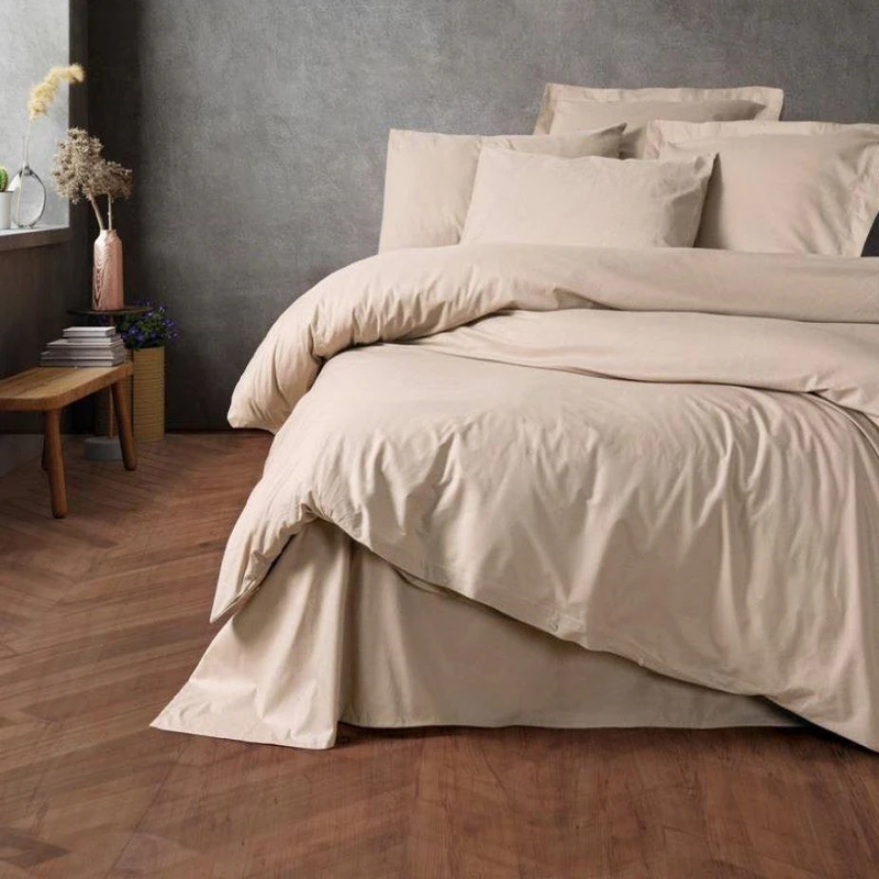 سرویس ملحفه 1 نفر 3 تکه کاتن باکس مدل Plain Bej T.K