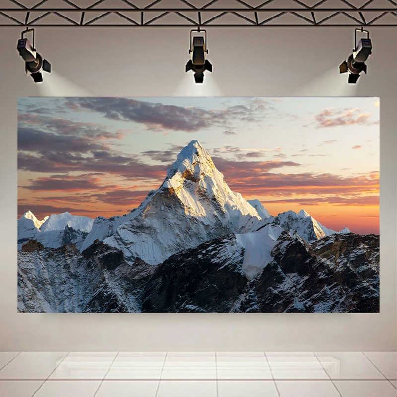 تابلو بوم طرح طبیعت مدل کوهستان برفی کد AR30751