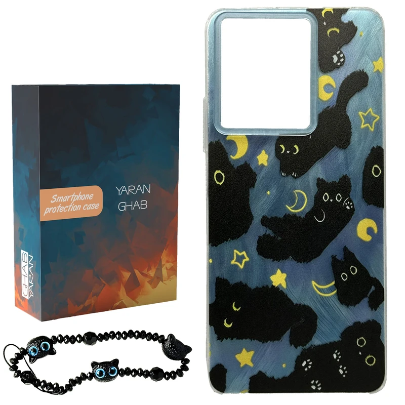 کاور قاب یاران مدل Cat Night مناسب برای گوشی موبایل شیائومی redmi note 13 5g به همراه بند