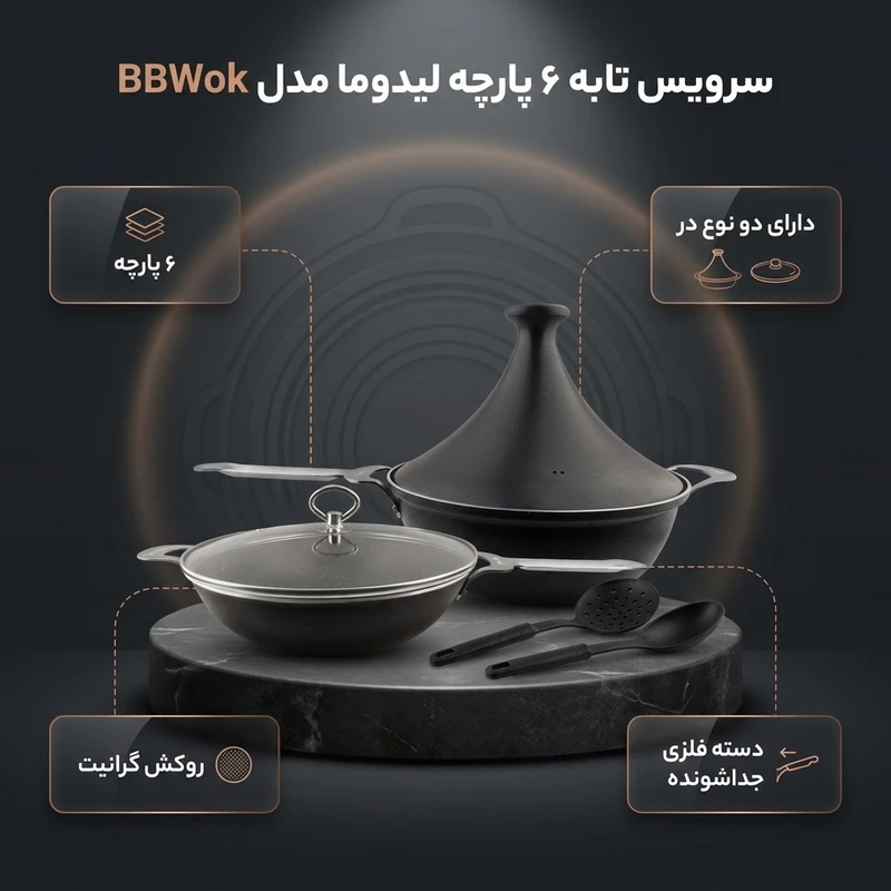 عکس شماره 2 : سرویس تابه گرانیتی 6 پارچه لیدوما مدل bbwok