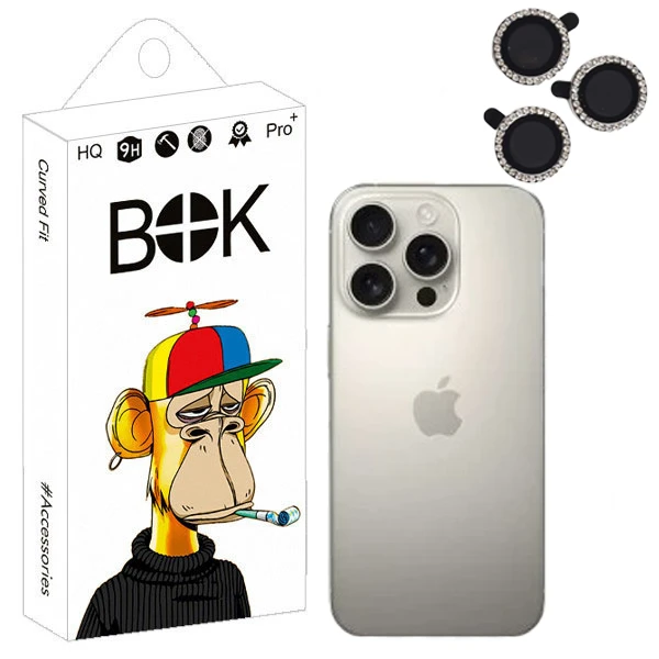 محافظ لنز دوربین بوک مدل Jewel Shining مناسب برای گوشی موبایل اپل iPhone 16 Pro Max