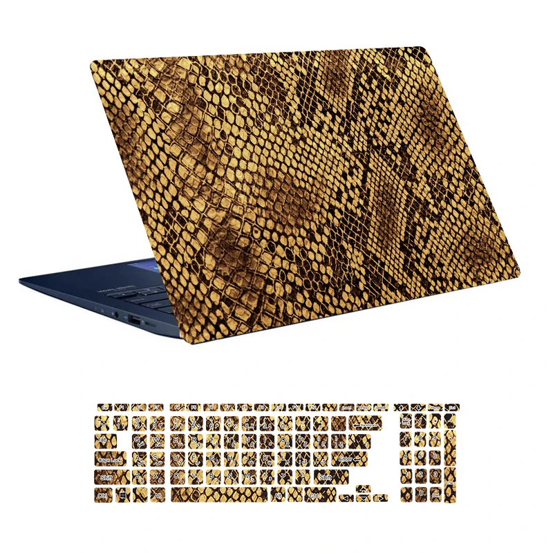 استیکر لپ تاپ توییجین و موییجین طرح Snake کد 15 مناسب برای لپ تاپ 15.6 اینچ به همراه برچسب حروف فارسی کیبورد 