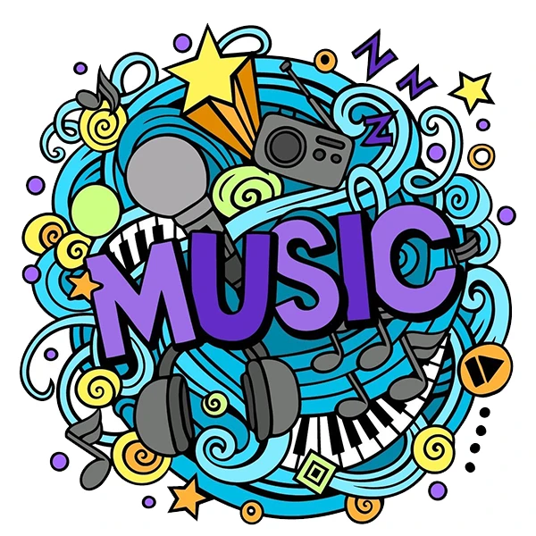   استیکر پارچه و لباس پاد آفرین طرح موسیقی کد 4354