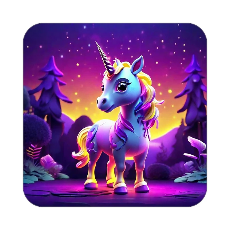 زیر لیوانی کاکتی طرح اسب تک شاخ و یونیکورن مدل mp30680