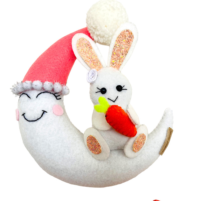 دیوار کوب اتاق کودک مدل ماه و خرگوش هویج به دست