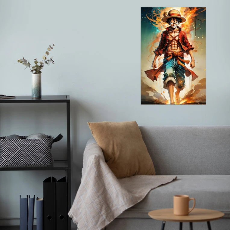 پوستر گوفی مدل موگی وارانو لوفی دزد دریایی کلاه حصیری خشن و خفن انیمه وان پیس طرح Monkey D. Luffy One Piece Anime کد WALK41