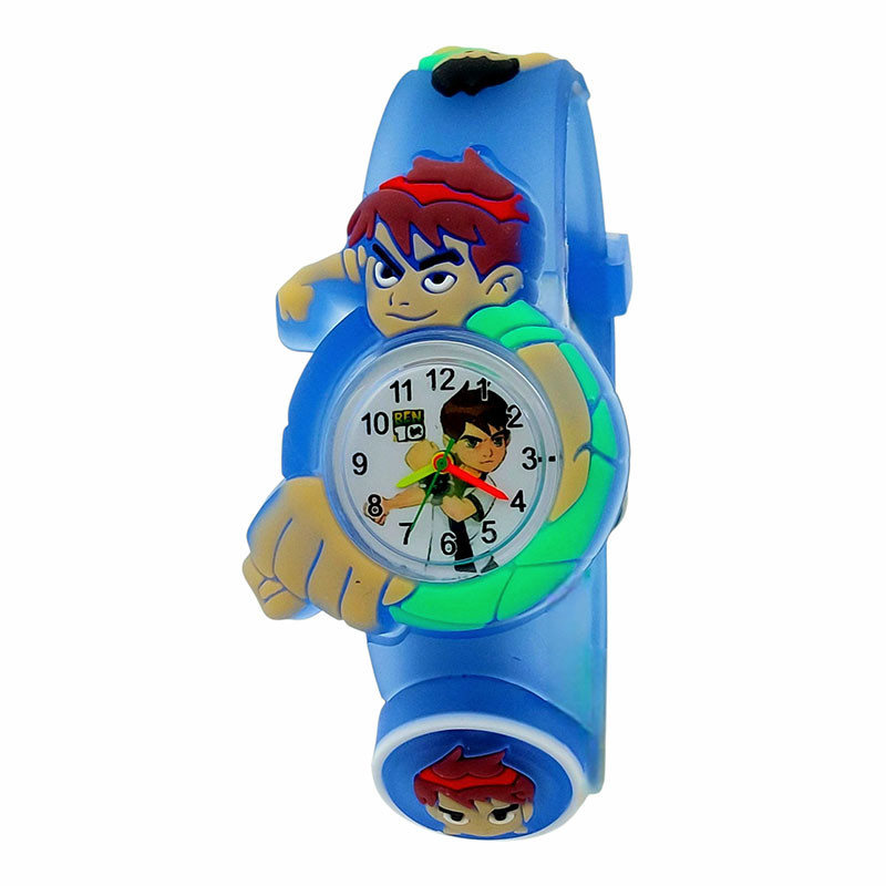 ساعت  مچی عقربه‌ای کوارتز پسرانه مدل چراغدار بند ژله ای طرح بن‌تن کد BE-1