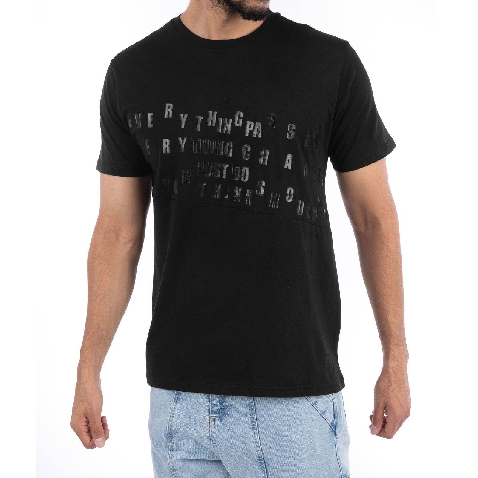 تی شرت آستین کوتاه مردانه جوتی جینز مدل یقه گرد کد 1551338 رنگ مشکی -  - 4