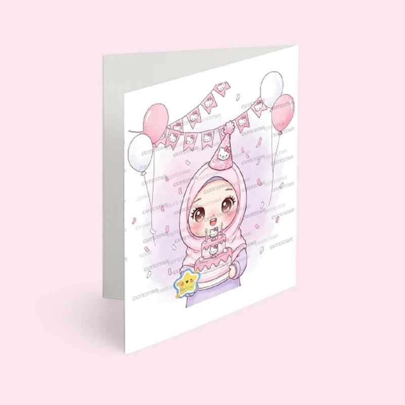 کارت دعوت کیوت استار مدل تولد تم دختر و کیتی مجموعه 6 عددی