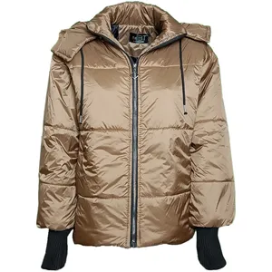 کاپشن زنانه بی تی مدل انگشتی شمعی کد ShBr38 رنگ قهوه ای