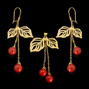 نیم ست طلا 18 عیار زنانه طلای مستجابی  کد 670142