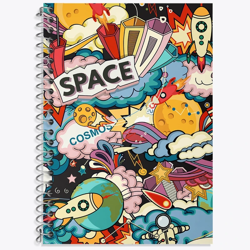 دفتر زبان 50 برگ خندالو مدل دو خط طرح فضایی کد N584