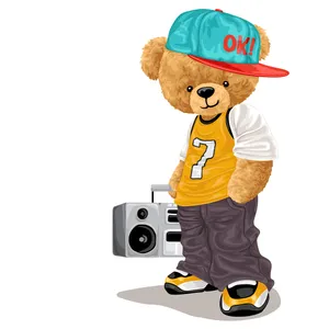 استیکر پارچه و لباس مدل dtf طرح تدی کد H20.90 مجموعه 3 عددی