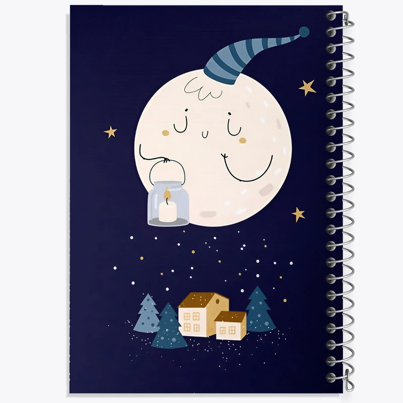 دفتر ژورنال نویسی 50 برگ خندالو مدل نقطه ای طرح ماه بامزه کد N4703