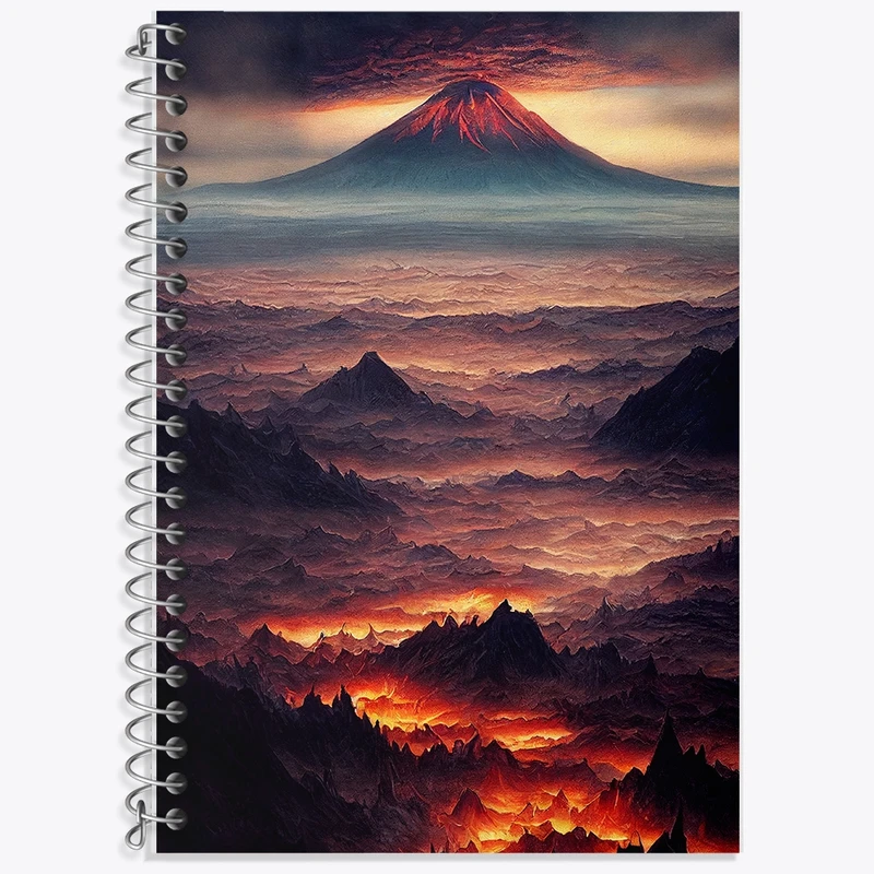 دفتر زبان 50 برگ خندالو مدل دو خط طرح کوه آتشفشان کد F1154