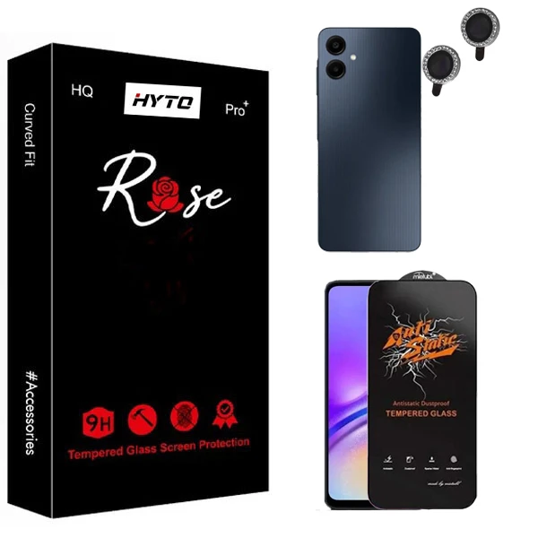 محافظ صفحه نمایش هیتو مدل Rose Antistatic Glavers مناسب برای گوشی موبایل سامسونگ galaxy A06 به همراه محافظ لنز