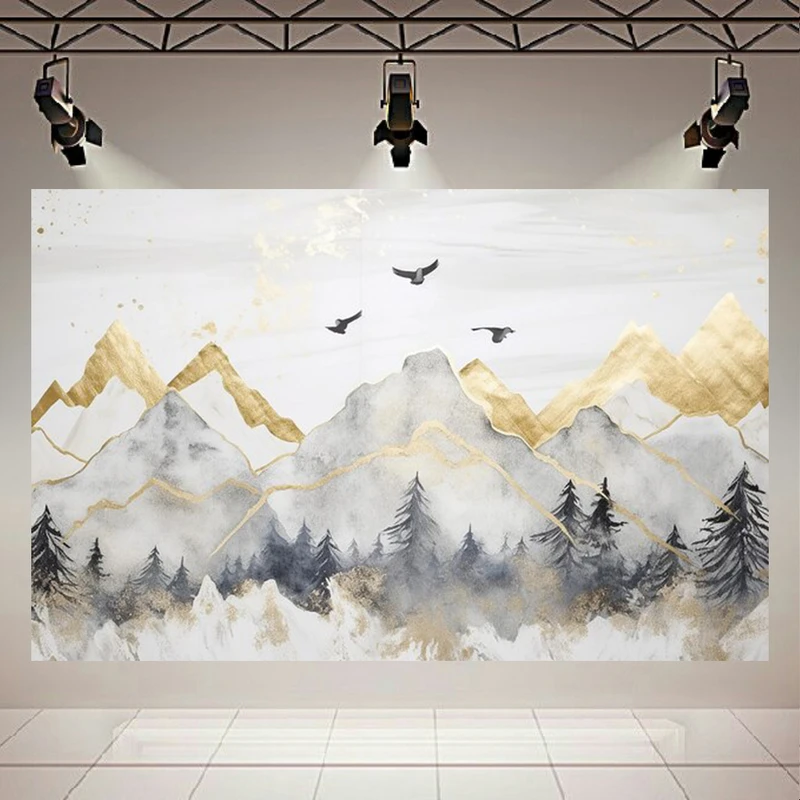 پوستر دیواری طرح نقاشی کوهستان و پرنده کد AR304404