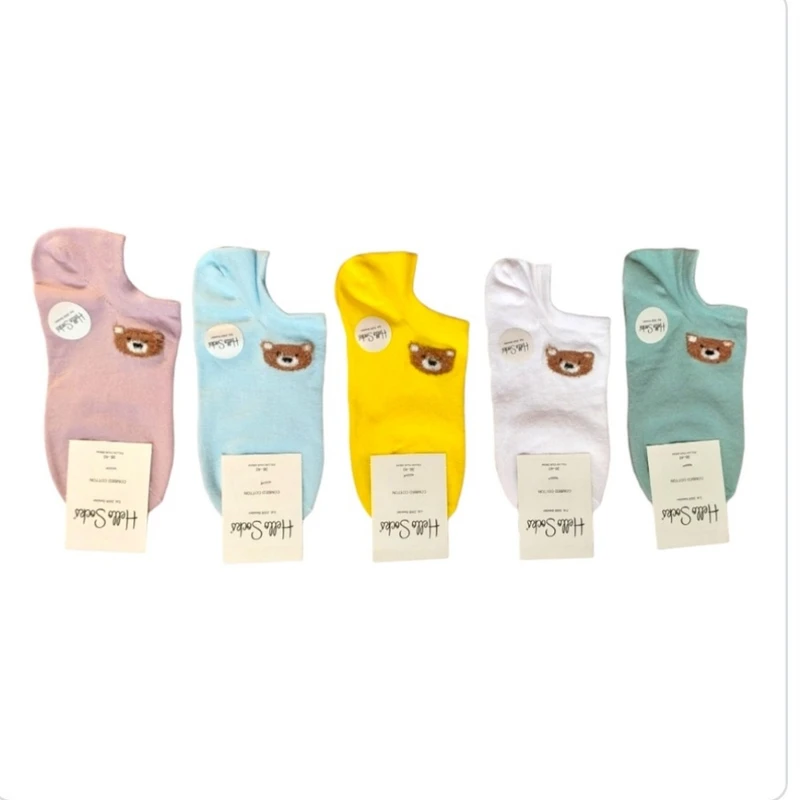 جوراب زنانه مدل خرسی بوکله بسته 5 عددی