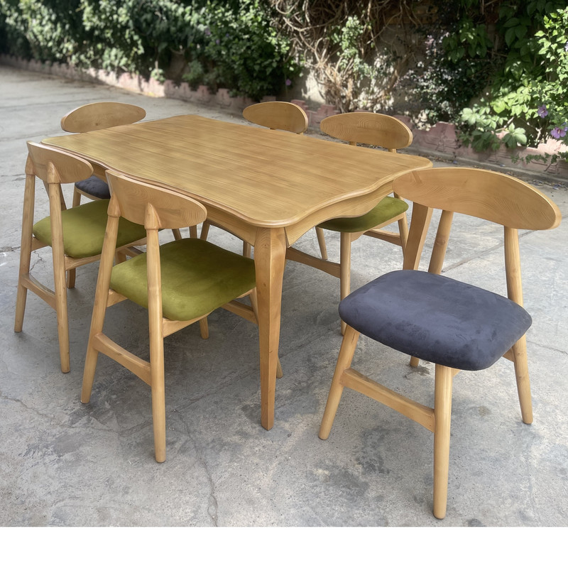 میز و صندلی ناهارخوری 6 نفره گالری چوب آشنایی مدل Khod-Van-Mah6