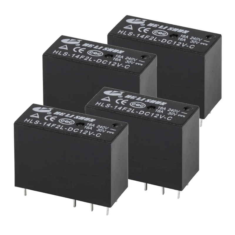 رله کتابی 12 ولت 16 آمپر 8 پایه مدل HELISHUN HLS-14F2L بسته 4 عددی