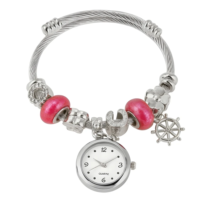 ساعت مچی عقربه‌ای کوارتز زنانه مدل لوکس مینیمال بند النگویی آویز دار کد ۴