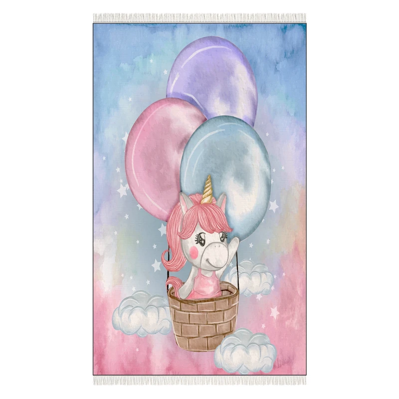 فرش پارچه‌ای مدل کودک طرح تک شاخ یونیکورن کد 1042-1