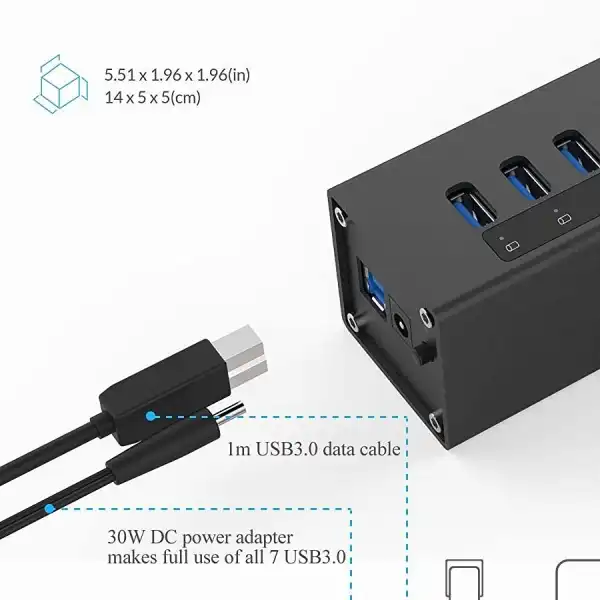 هاب 7 پورت USB 3.0 اوریکو مدل A3H7-ORICO