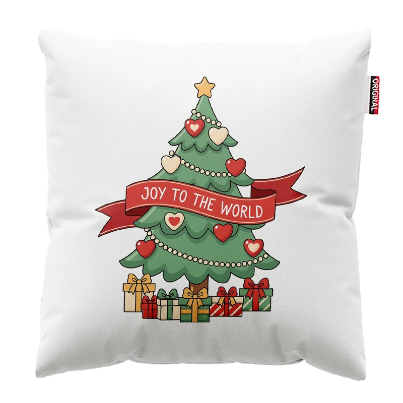 کوسن پاد آفرین مدل کریسمس طرح بابانوئل کاج گوزن کد PK302532 سایز 30*30 سانتی متر