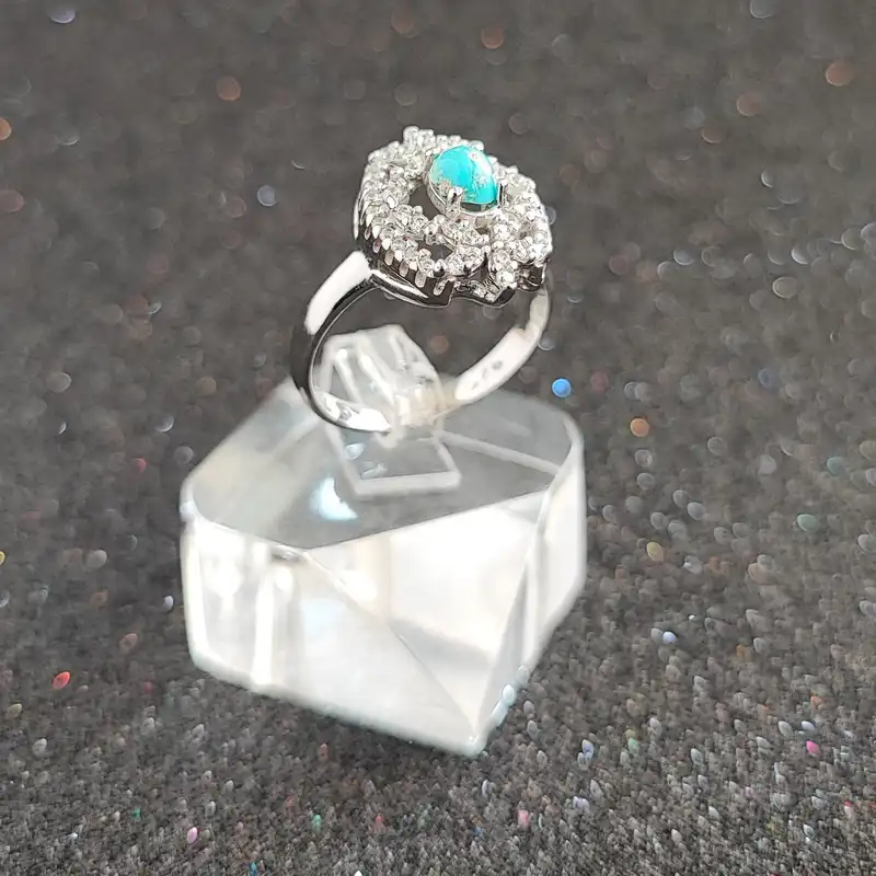 انگشتر نقره زنانه مدل فیروزه نیشابور FW3082