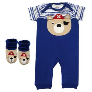 ست سرهمی و پاپوش نوزادی پسرانه نوبی طرح Bear کد M584