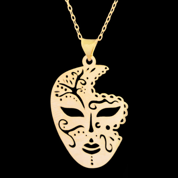 گردنبند طلا 18 عیار زنانه طلای مستجابی مدل ماسک کد 45