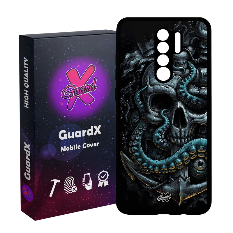 کاور گارد ایکس طرح جمجمه مدل Glass10563 مناسب برای گوشی موبایل شیائومی Redmi 9/Redmi 9 Prime/Poco M2