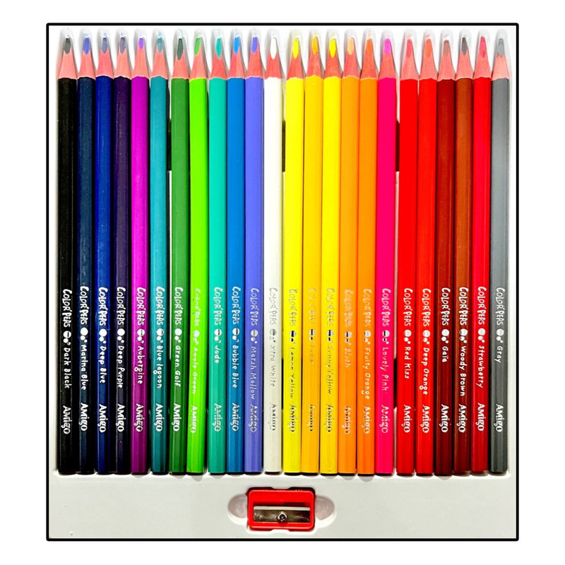 مداد رنگی 24 رنگ آمیگو مدل MG به همراه تراش