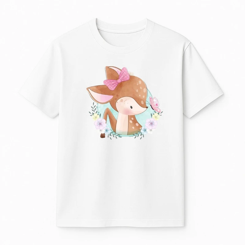 تی‌شرت آستین کوتاه دخترانه مدل آهو بامزه کد 2 