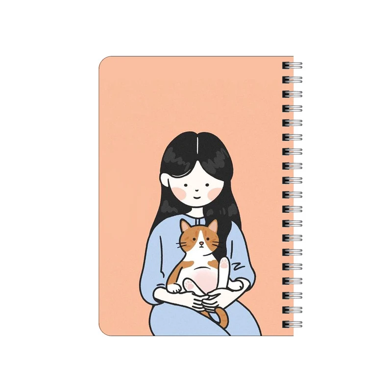 دفترچه یادداشت بامبیلیپ مدل چوبی طرح دختر و گربه کد 5666424