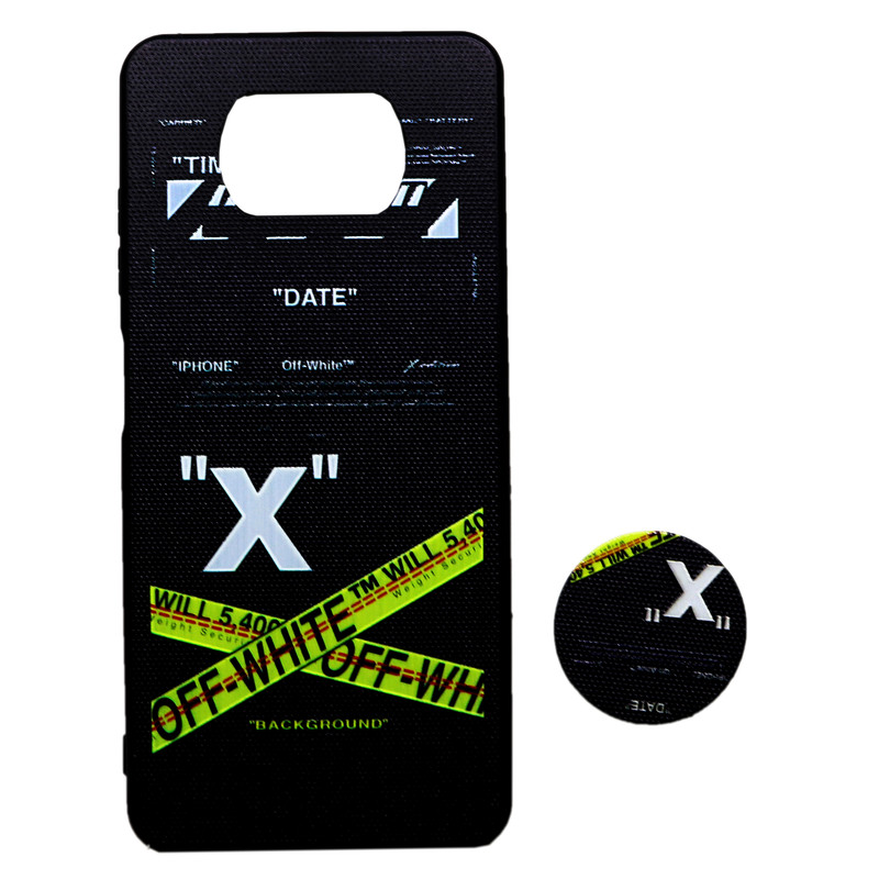 کاور طرح آف وایت مدل KTP-011 مناسب برای گوشی موبایل شیائومی POCO X3 به همراه پایه نگهدارنده