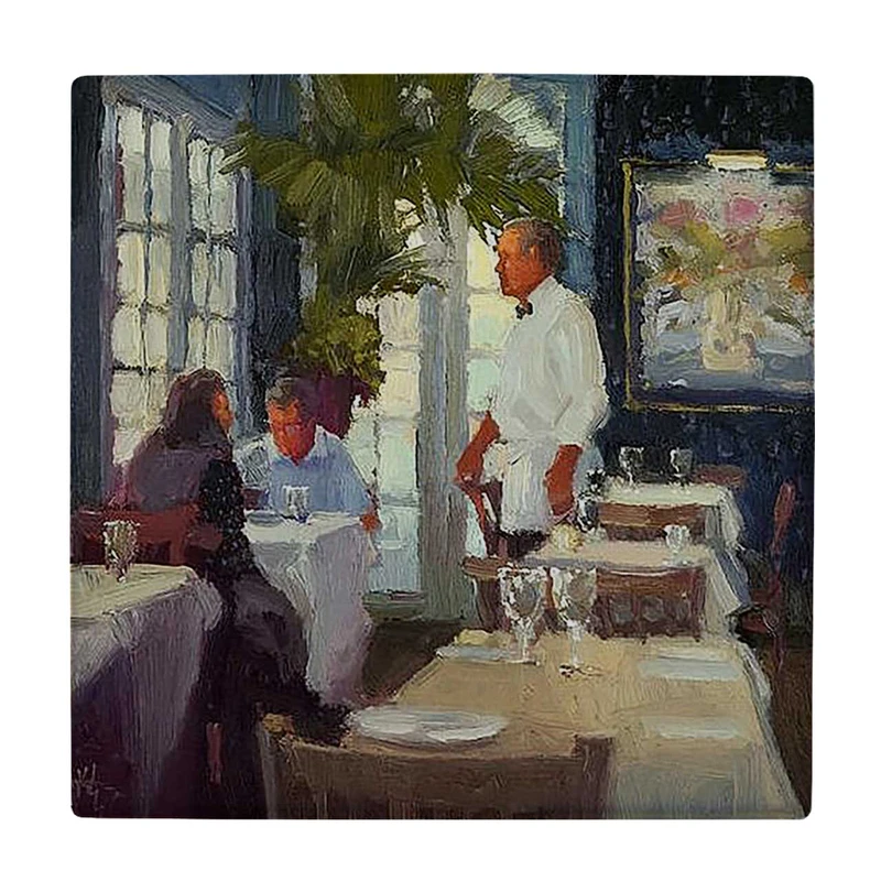  زیر لیوانی  طرح نقاشی رستوران و گارسون کد    6078626_5014